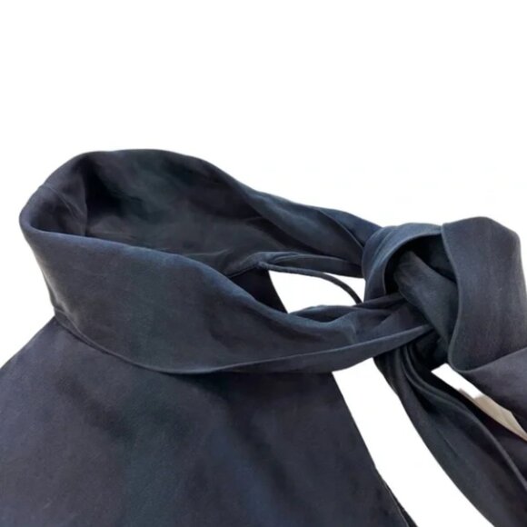 Ralph Lauren 100% Silk Navy Blue Halter Neck Tie Blouse, 10P - Picture 4 of 9